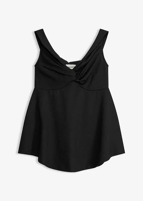 Cold-Shoulder-Shirt in strukturierter Ware in schwarz von vorne - bonprix