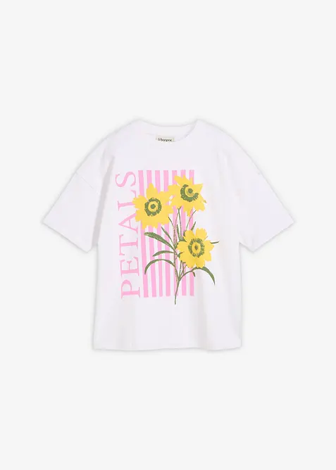 Oversize-Shirt aus reiner Bio-Baumwolle in weiß von vorne - bonprix