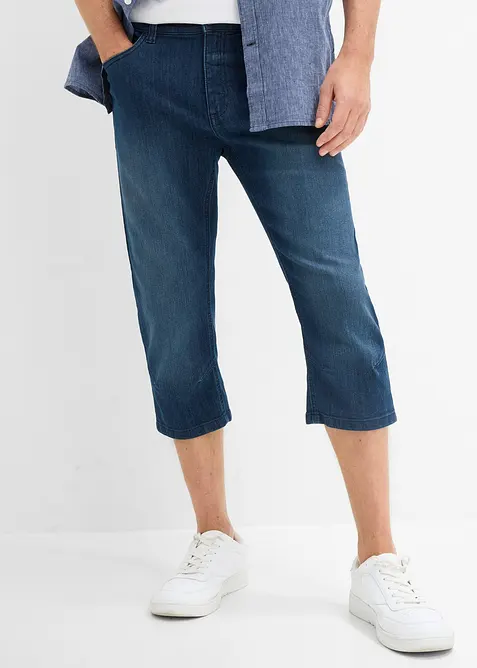 Leichte 3/4-Jeans mit Dehnbund, Slim Fit in blau von vorne - bonprix