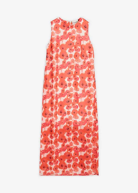 Langes Chiffonkleid in weiß von vorne - bonprix
