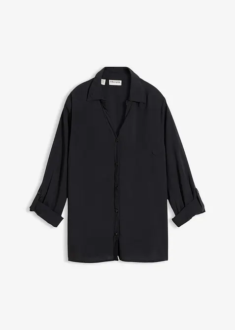 Bluse aus fließender Viskose in schwarz von vorne - bonprix
