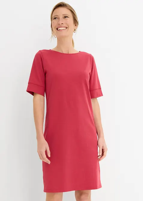 Shirtkleid aus elastischem Baumwoll-Mix in rot von vorne (Totalaufnahme) - bonprix