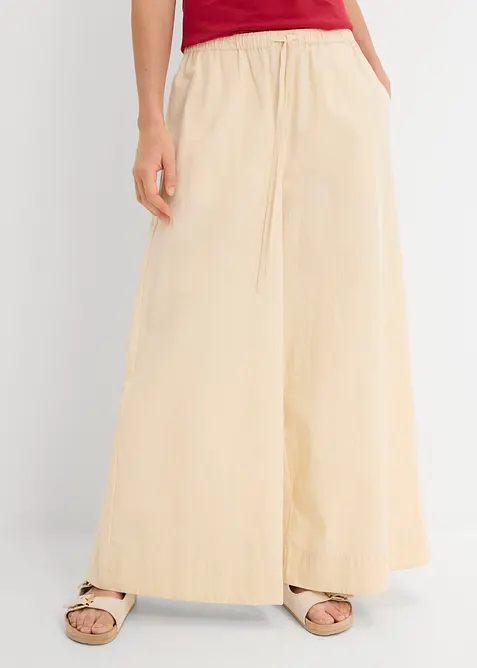 Culotte aus reiner Bio-Baumwolle in beige von vorne - bonprix