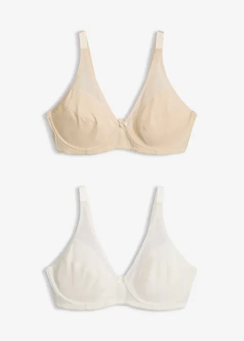 Bügel-BH mit Mesh (2er Pack) in beige von vorne - bonprix