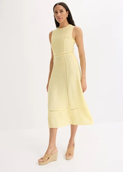 Midikleid aus softem Viskose-Mix in gelb von vorne (Totalaufnahme) - bonprix