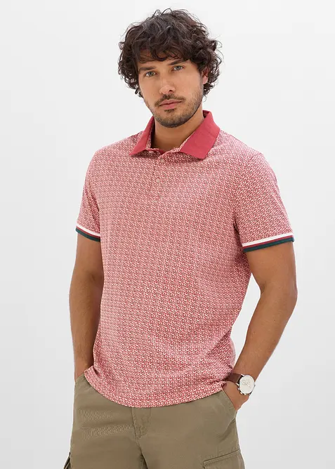 Poloshirt aus reiner Bio-Baumwolle in rot von vorne (im Anschnitt) - bonprix