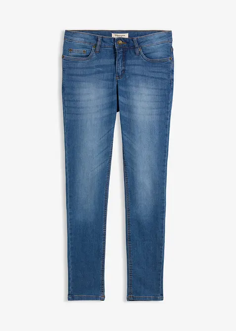 Skinny Jeans Mid Waist, Stretch in blau von vorne - bonprix