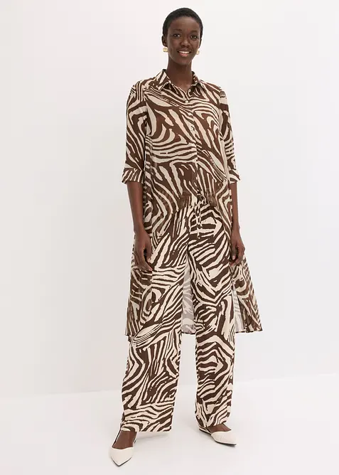 Chiffon-Longbluse in braun von vorne (im Anschnitt) - bonprix