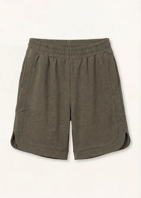 Weite Sweat-Shorts aus Baumwoll-Mix in grün von vorne - bonprix