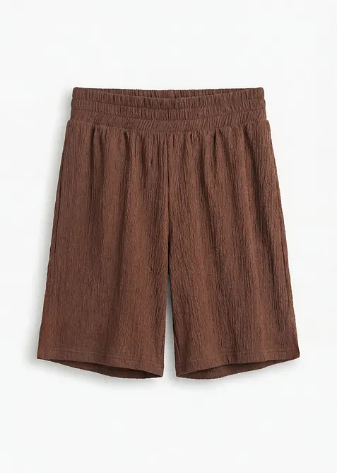 Schlupf-Shorts aus Borkencrepe in braun von vorne - bonprix