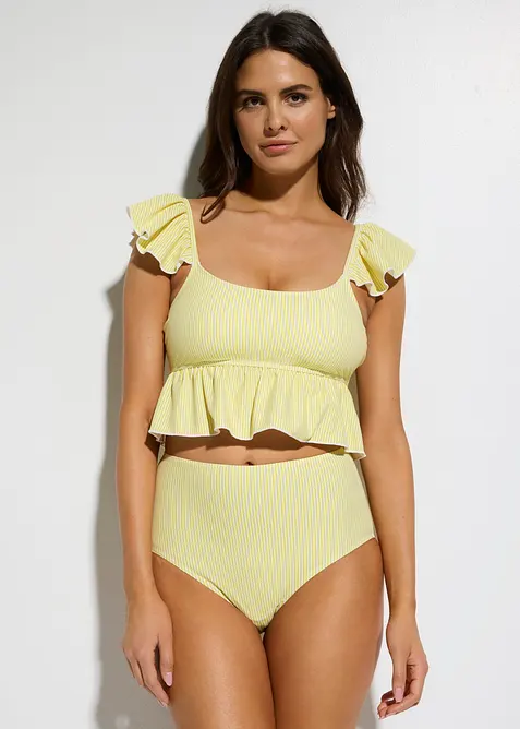 Tankini mit Volant (2-tlg.Set) in gelb von vorne (Totalaufnahme) - bonprix