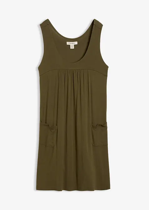 Jersey-Minikleid aus elastischem Viskose-Mix in grün von vorne - bonprix