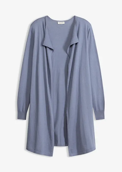Longstrickjacke in blau von vorne - bonprix