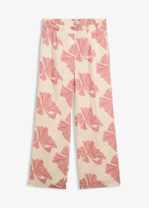 Marlenehose aus reinem Leinen in beige von vorne - bonprix