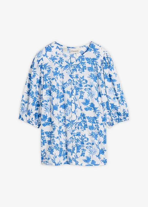 Bluse aus reiner Baumwolle in weiß von vorne - bonprix