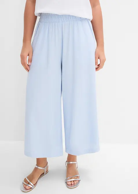 Palazzo-Hose aus Leinenmix in blau von vorne - bonprix