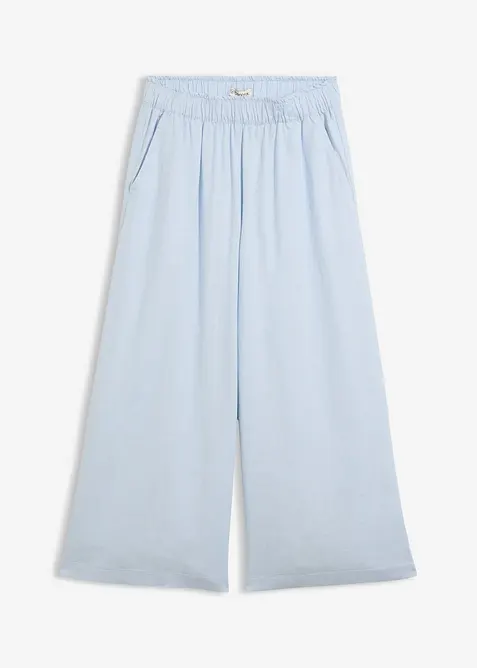 Palazzo-Hose aus luftigem Leinenmix in blau von vorne - bonprix