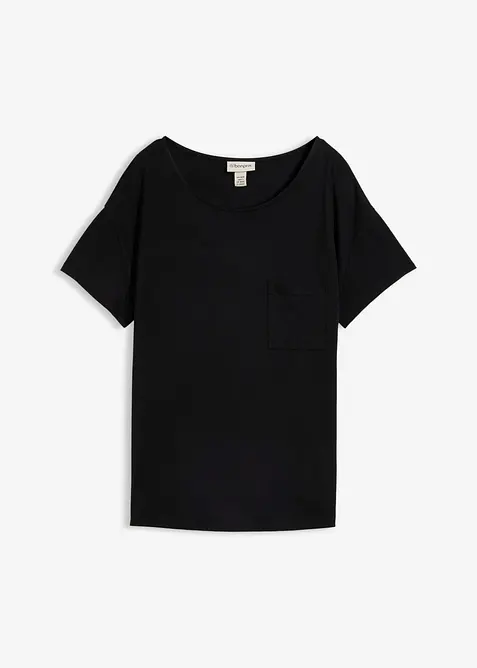 Shirt aus softem Viskose-Mix in schwarz von vorne - bonprix