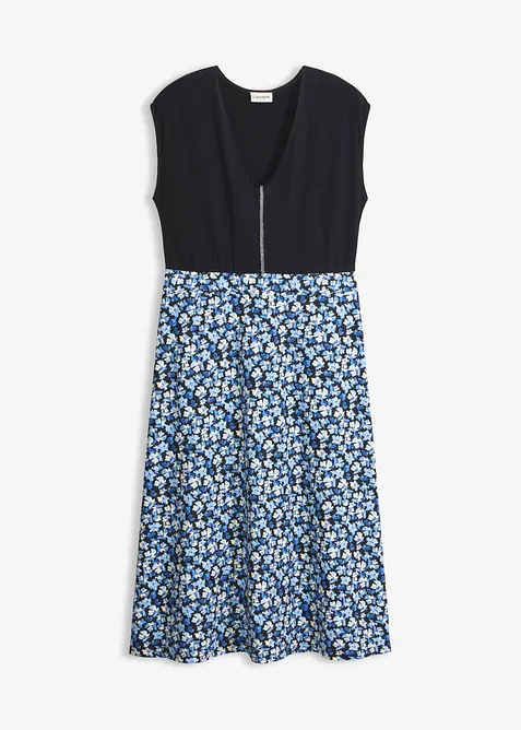 Midi-Jerseykleid aus Viskose-Mix in blau von vorne - bonprix