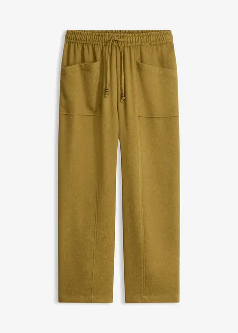 Lockere Hose aus strukturiertem Viskose-Mix in grün von vorne - bonprix