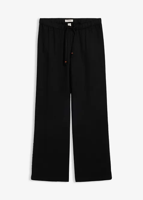 Lockere Hose aus fließender Viskose in schwarz von vorne - bonprix
