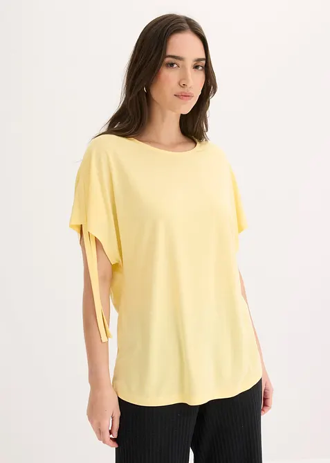Shirt aus softem Modal-Mix in gelb von vorne (im Anschnitt) - bonprix
