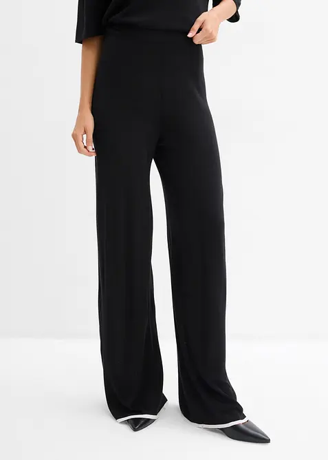 Feine Strickhose aus Viskose-Mix in schwarz von vorne - bonprix