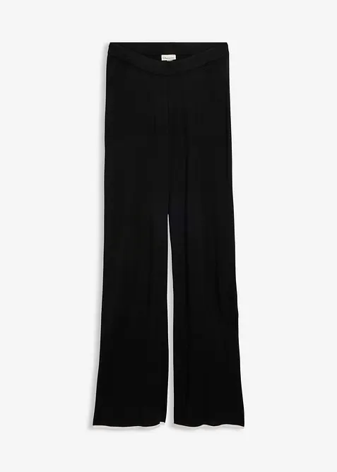 Feine Strickhose aus Viskose-Mix in schwarz von vorne - bonprix