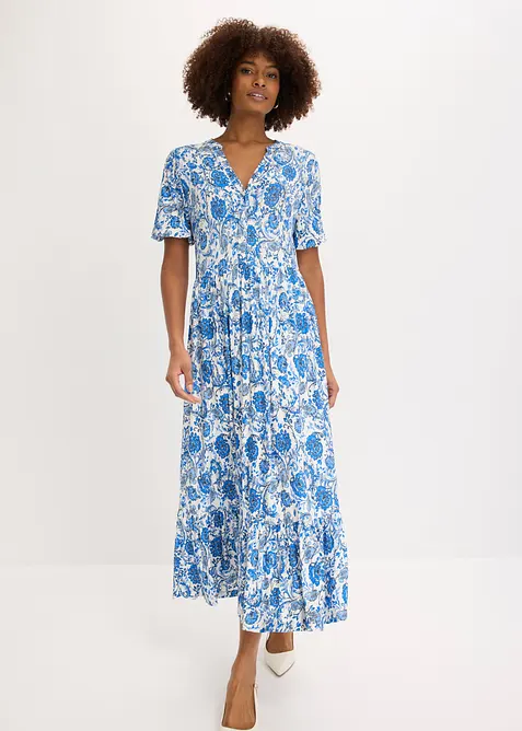 Jerseykleid aus softem Viskose-Mix in weiß von vorne (Totalaufnahme) - bonprix