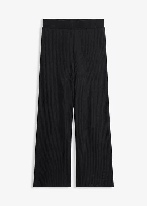 Strickhose aus luftigem Leinen-Mix in schwarz von vorne - bonprix