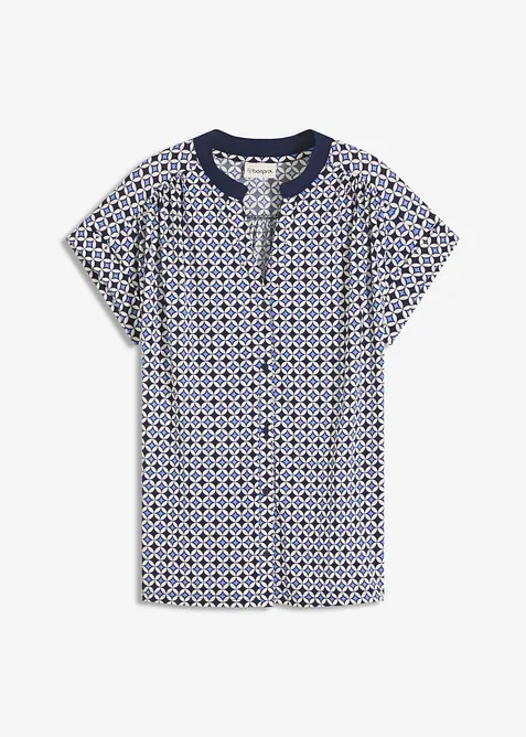 Shirtbluse bedruckt in blau von vorne - bonprix