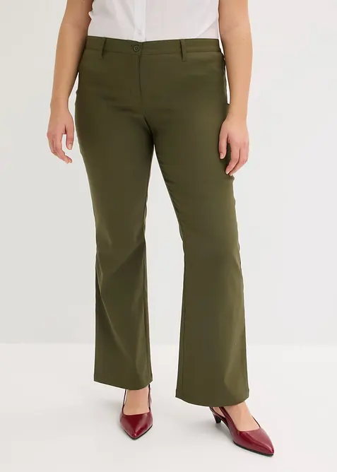 Stretch-Hose aus elastischem Bengalin in grün von vorne - bonprix