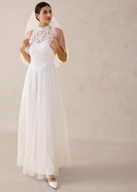 Brautkleid aus Tüll und Spitze in weiß im Look von vorne (Totalaufnahme) - bonprix