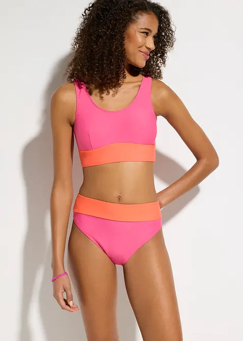 Bedeckender Bustier-Bikini (2-tlg.Set) in pink von vorne (Totalaufnahme) - bonprix