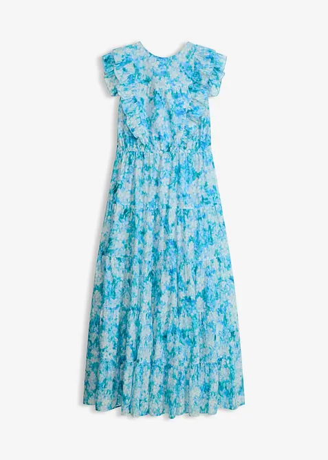 Maxikleid aus reiner Baumwolle in blau von vorne - bonprix