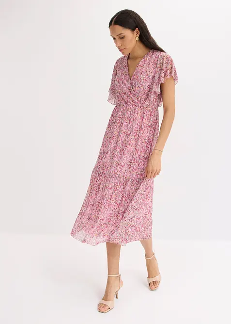 Midikleid aus softem Mesh in rosa von vorne (Totalaufnahme) - bonprix