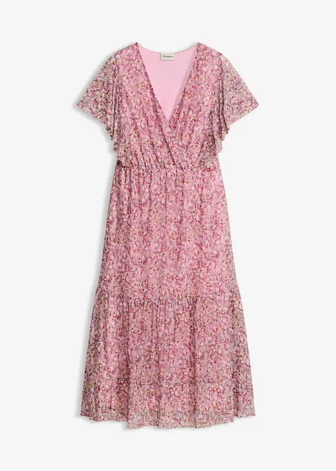 Midikleid aus softem Mesh in rosa von vorne - bonprix