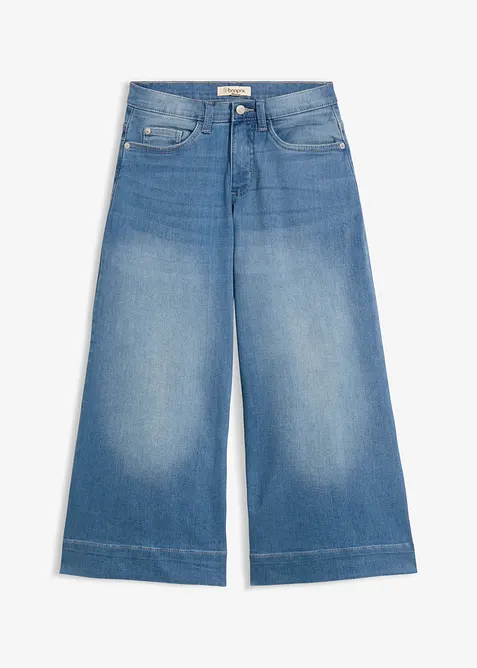 Ultra-Soft-Jeans, Culotte in blau von vorne - bonprix