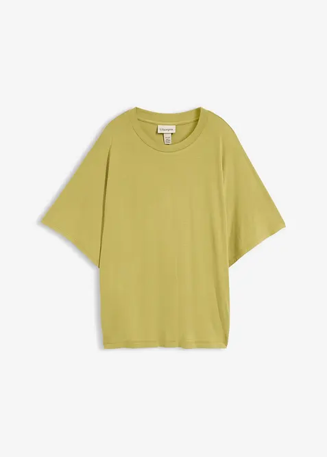 T-Shirt aus softem Viskose-Mix in grün von vorne - bonprix