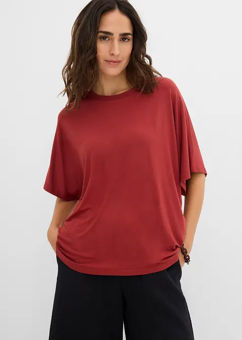 T-Shirt aus softem Viskose-Mix in rot von vorne (im Anschnitt) - bonprix