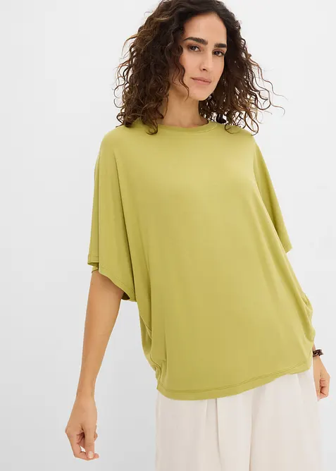 T-Shirt aus softem Viskose-Mix in grün von vorne (im Anschnitt) - bonprix