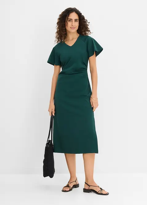 Jerseykleid aus Baumwolle in grün im Look von vorne (Totalaufnahme) - bonprix