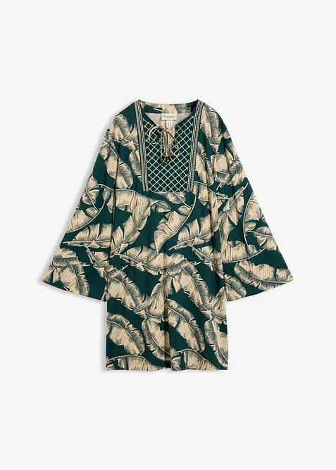 Tunika-Kleid aus fließendem Viskose-Mix in grün von vorne - bonprix