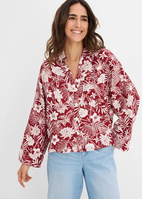 Resortbluse aus Viskose-Mix in rot von vorne (im Anschnitt) - bonprix