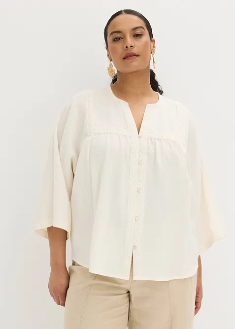 Bluse aus Viskose-Mix in weiß von vorne (im Anschnitt) - bonprix