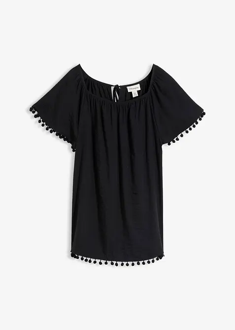 Bluse aus softem Viskose-Mix in schwarz von vorne - bonprix