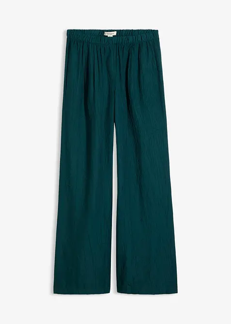 Hose mit Plisseeoptik aus Viskose-Mix in grün von vorne - bonprix