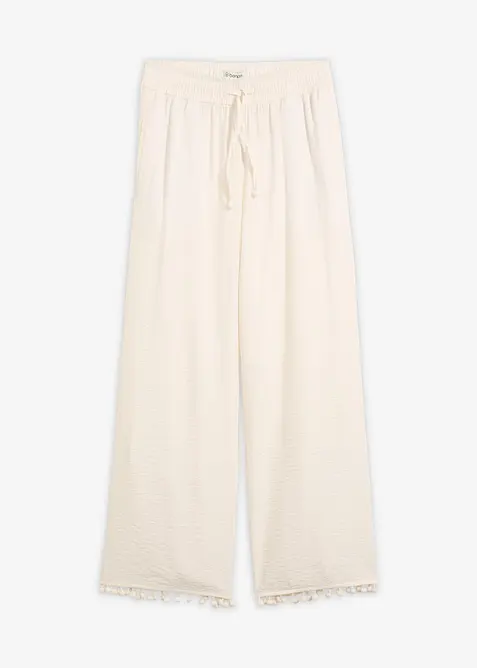 Schlupfhose aus fließendem Viskose-Mix in weiß von vorne - bonprix