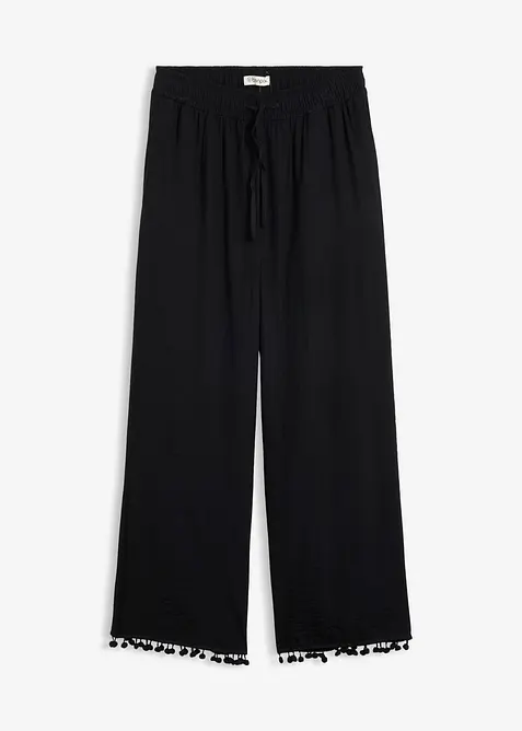Schlupfhose aus fließendem Viskose-Mix in schwarz von vorne - bonprix