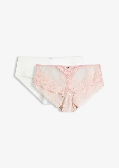 Panty mit nahtloser Hinterhose (2er Pack) in rosa von vorne - bonprix